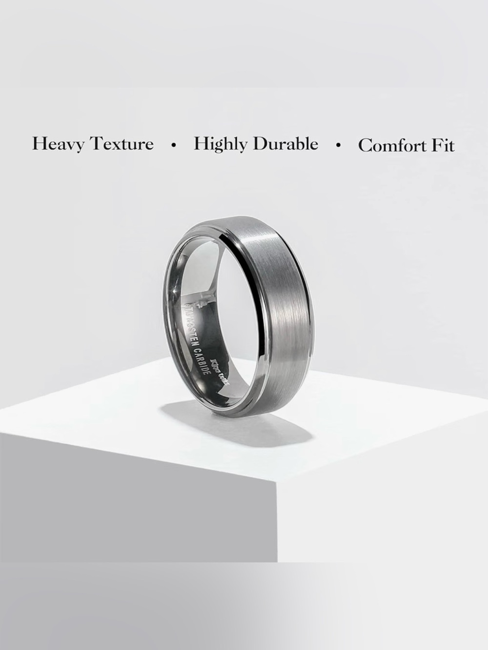 Tungsten Carbide Ring For Men Wedding Bands Matte Brushed Step Edged 7mm